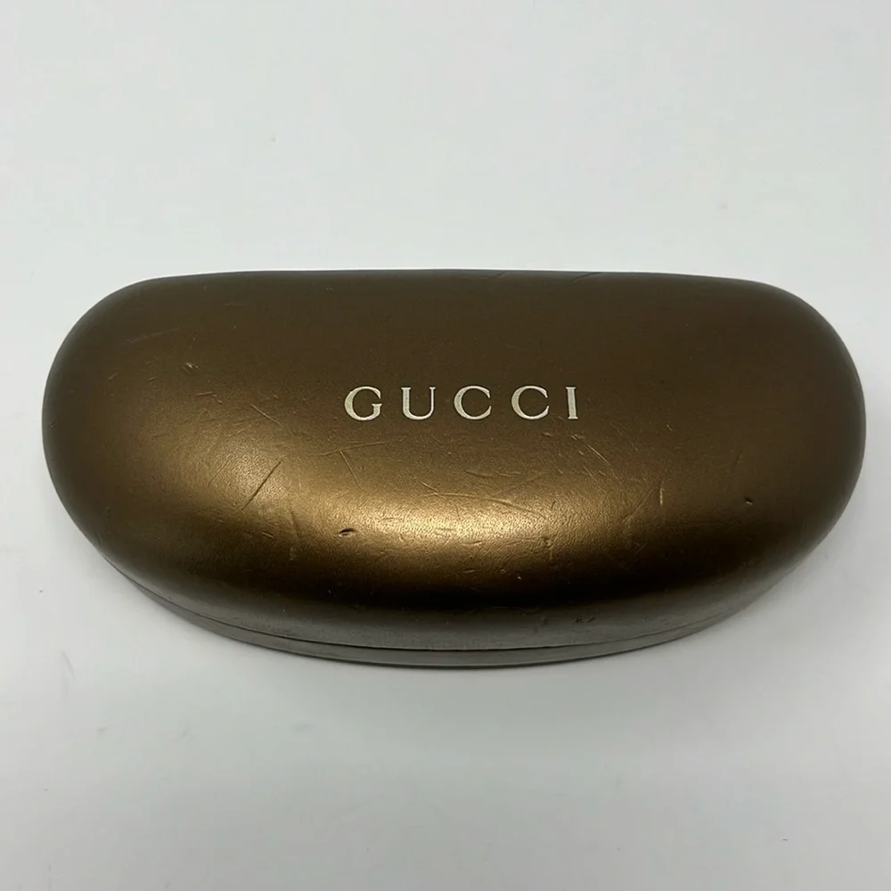 Gucci Guccissimo Clamshell Eyeglass/Sunglass Case in Metallic Gold